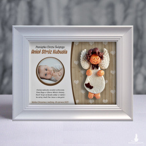 Pamiątka Chrztu Świętego - ramka 15x20 z aniołkiem