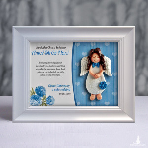Pamiątka Chrztu Świętego - ramka 15x20 z aniołkiem
