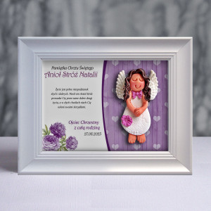 Pamiątka Chrztu Świętego - ramka 15x20 z aniołkiem