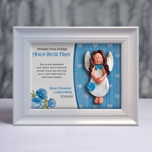 Pamiątka Chrztu Świętego - ramka 15x20 z aniołkiem