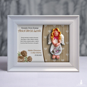 Pamiątka Chrztu Świętego - ramka 15x20 z aniołkiem