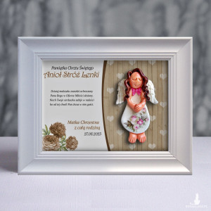 Pamiątka Chrztu Świętego - ramka 15x20 z aniołkiem