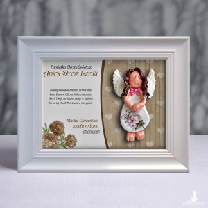 Pamiątka Chrztu Świętego - ramka 15x20 z aniołkiem