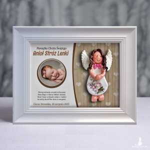 Pamiątka Chrztu Świętego - ramka 15x20 z aniołkiem