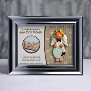 Pamiątka Chrztu Świętego - ramka 15x20 z aniołkiem