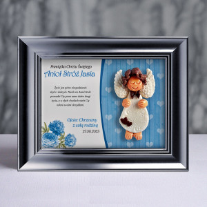 Pamiątka Chrztu Świętego - ramka 15x20 z aniołkiem