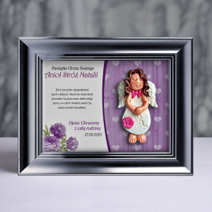 Pamiątka Chrztu Świętego - ramka 15x20 z aniołkiem