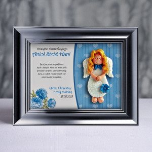 Pamiątka Chrztu Świętego - ramka 15x20 z aniołkiem