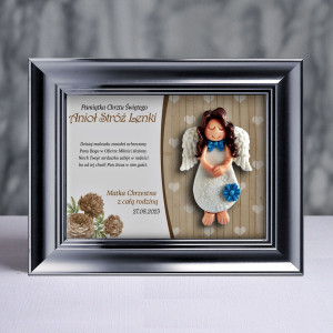 Pamiątka Chrztu Świętego - ramka 15x20 z aniołkiem