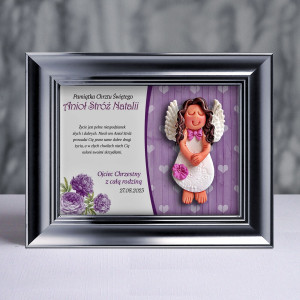 Pamiątka Chrztu Świętego - ramka 15x20 z aniołkiem