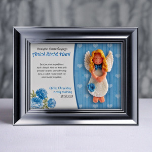 Pamiątka Chrztu Świętego - ramka 15x20 z aniołkiem