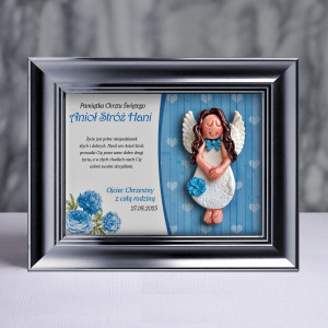 Pamiątka Chrztu Świętego - ramka 15x20 z aniołkiem