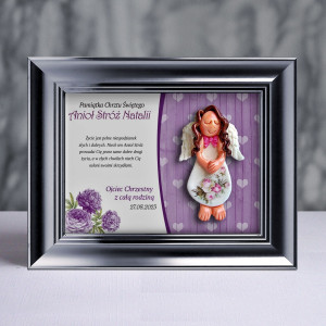 Pamiątka Chrztu Świętego - ramka 15x20 z aniołkiem
