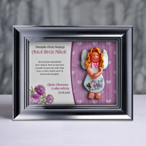 Pamiątka Chrztu Świętego - ramka 15x20 z aniołkiem
