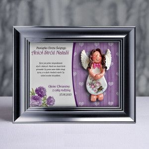 Pamiątka Chrztu Świętego - ramka 15x20 z aniołkiem