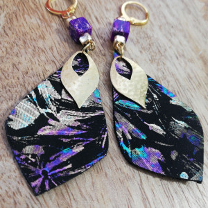 Kolczyki ze skóry włoskiej i stali chirurgicznej  boho