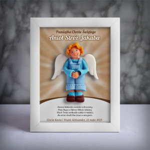 Pamiątka Chrztu Świętego - ramka 15x20 z aniołkiem