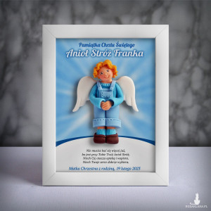 Pamiątka Chrztu Świętego - ramka 15x20 z aniołkiem