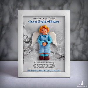 Pamiątka Chrztu Świętego - ramka 15x20 z aniołkiem