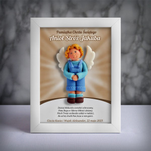 Pamiątka Chrztu Świętego - ramka 15x20 z aniołkiem