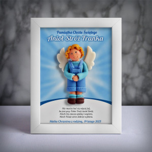 Pamiątka Chrztu Świętego - ramka 15x20 z aniołkiem