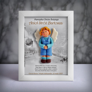 Pamiątka Chrztu Świętego - ramka 15x20 z aniołkiem