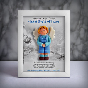 Pamiątka Chrztu Świętego - ramka 15x20 z aniołkiem