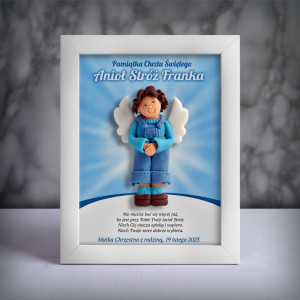 Pamiątka Chrztu Świętego - ramka 15x20 z aniołkiem