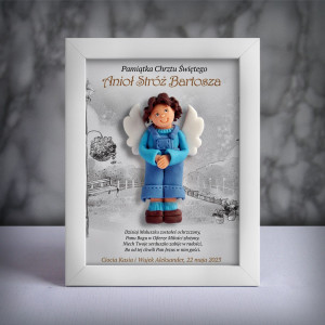 Pamiątka Chrztu Świętego - ramka 15x20 z aniołkiem