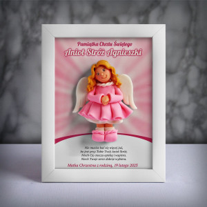 Pamiątka Chrztu Świętego - ramka 15x20 z aniołkiem