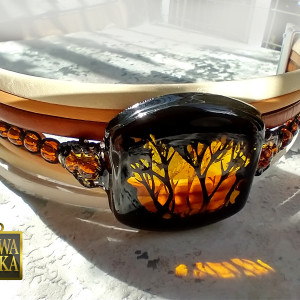 Amber Forest - bransoleta z żywicy i rzemieni