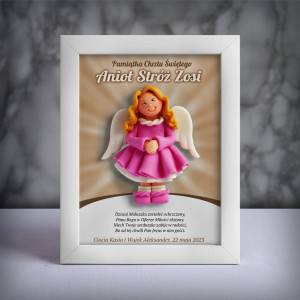 Pamiątka Chrztu Świętego - ramka 15x20 z aniołkiem