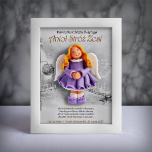 Pamiątka Chrztu Świętego - ramka 15x20 z aniołkiem