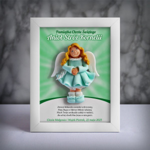 Pamiątka Chrztu Świętego - ramka 15x20 z aniołkiem