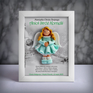 Pamiątka Chrztu Świętego - ramka 15x20 z aniołkiem