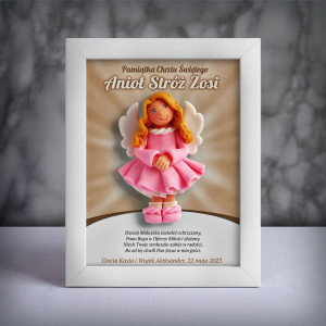 Pamiątka Chrztu Świętego - ramka 15x20 z aniołkiem