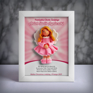 Pamiątka Chrztu Świętego - ramka 15x20 z aniołkiem