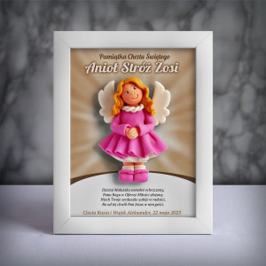 Pamiątka Chrztu Świętego - ramka 15x20 z aniołkiem