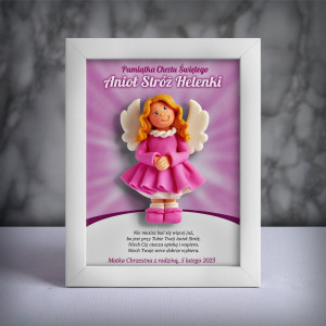 Pamiątka Chrztu Świętego - ramka 15x20 z aniołkiem