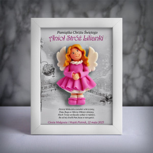 Pamiątka Chrztu Świętego - ramka 15x20 z aniołkiem