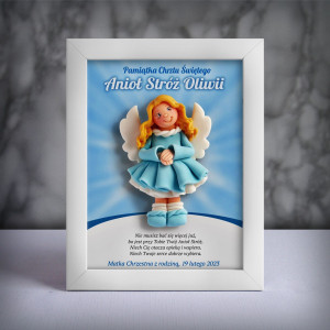 Pamiątka Chrztu Świętego - ramka 15x20 z aniołkiem