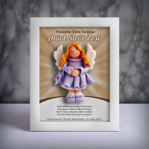 Pamiątka Chrztu Świętego - ramka 15x20 z aniołkiem
