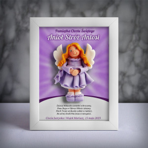 Pamiątka Chrztu Świętego - ramka 15x20 z aniołkiem