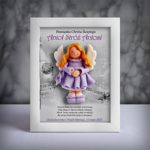 Pamiątka Chrztu Świętego - ramka 15x20 z aniołkiem