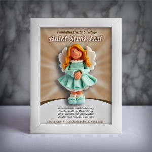 Pamiątka Chrztu Świętego - ramka 15x20 z aniołkiem
