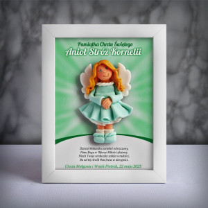 Pamiątka Chrztu Świętego - ramka 15x20 z aniołkiem