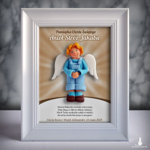 Pamiątka Chrztu Świętego - ramka 15x20 z aniołkiem