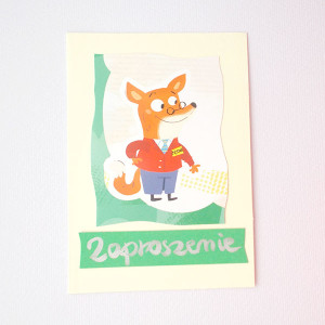 zaproszenie dla dziecka, bajkowe zaproszenia dla dzieci, śmieszne zaproszenie, zwierzęta zaproszenie, lisek zaproszenie, zaproszenie z lisem, zaproszenie z liskiem