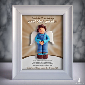 Pamiątka Chrztu Świętego - ramka 15x20 z aniołkiem