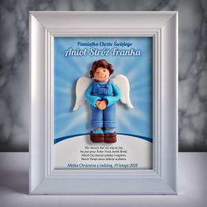 Pamiątka Chrztu Świętego - ramka 15x20 z aniołkiem